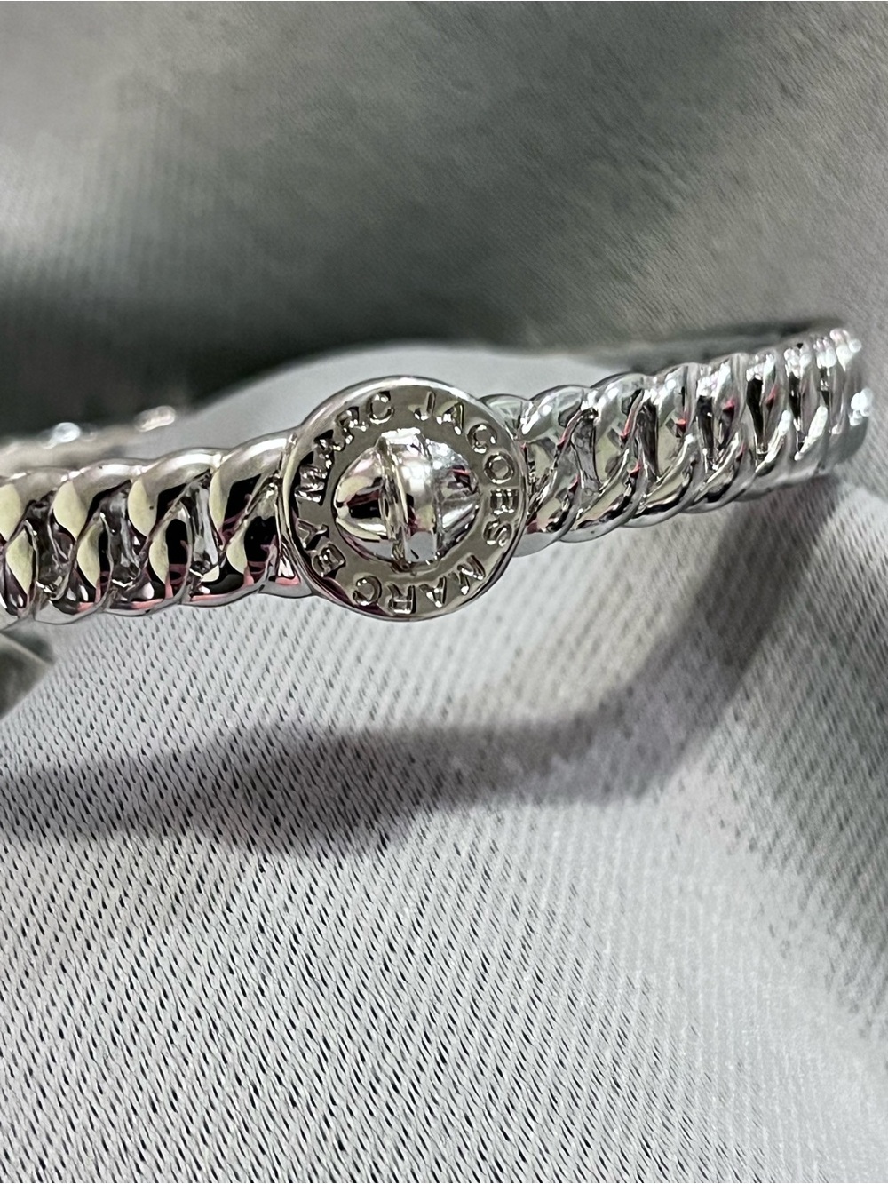 NWT Marc by Marc Jacobs Silver Logo Bangle Bracelet M/L